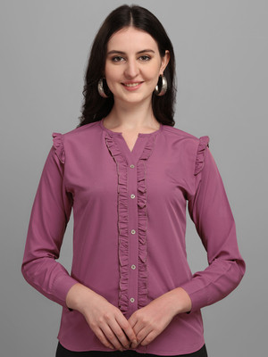 Kinjo Casual Solid Women Orange Top