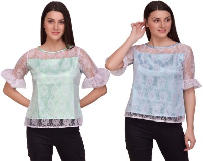 Klowvila Fashion Casual Self Design Women Multicolor Top