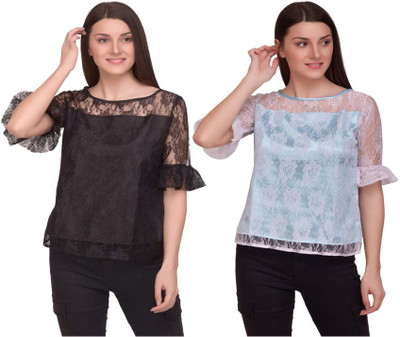 Klowvila Fashion Casual Printed Women Multicolor Top
