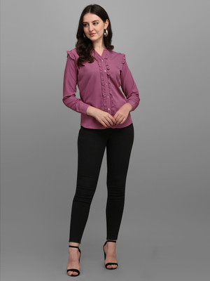 Kinjo Casual Solid Women Pink Top