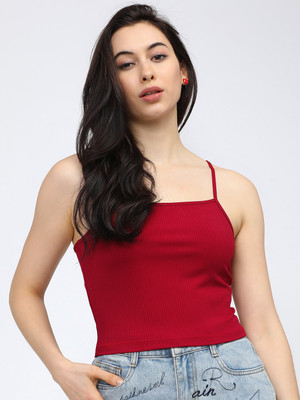 Tokyo Talkies Casual Solid Women Red Top