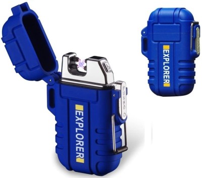 Explorer Waterproof Dual Arc Lighter | USB Fast Chargeable | Blue Color | Outdoor Travelling Camping Use Best Quality Cigarette Lighter(Light Blue)