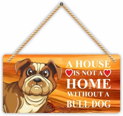 KREEPO Bull Dog on Hanging Board For Home, Hall, Dog Space, Cafe, Shop & Store(Multicolor)
