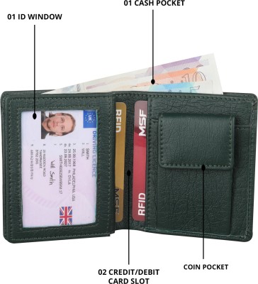 ShopMore Men Casual Green Artificial Leather Wallet(7 Card Slots)