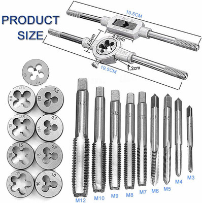 uptodatetools Set - Metric & SAE Screw Thread Dies and Taps Wrench Kit Single Sided Box End Wrench(Pack of 20)
