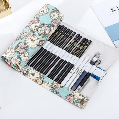 Adoere Nyoni 29 pcs Sketch Pencil Kit Pencil Case Roll up Graphite Pencil Sketching Set