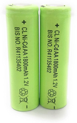 kp 1800mAh(Flat) 2Pcs 1.2V 1800mAh AA Ni-CD  Shaver Rechargeable   Battery(Pack of 2)