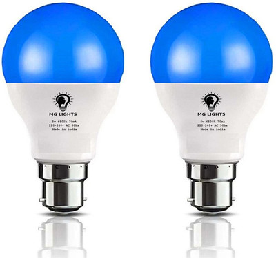 mg lights 5 W Basic Arbitrary B22 LED Bulb(Blue, Pack of 2)
