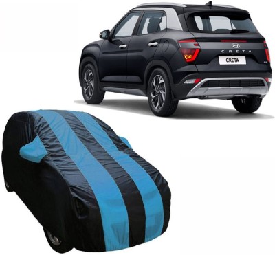 SHIV AUTO TREND Car Cover For Hyundai Creta (With Mirror Pockets)(Blue, Black, For 2019, 2021 Models)