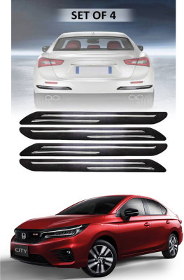 RONISH Silicone Car Door Guard(Black, Silver, Pack of 4, Honda, City)