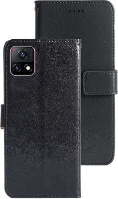 MG Star Flip Cover for vivo Y72 5G PU Leather Vintage Case with Card Holder and Magnetic Stand(Black, Shock Proof, Pack of: 1)