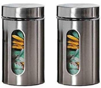 Femora Glass Grocery Container  - 1000 ml(Pack of 2, Silver)