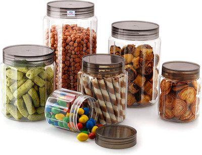 Heart Home Plastic Grocery Container  - 1800 ml(Pack of 18, Brown)