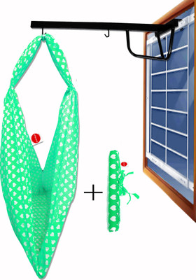 VParents Rosy Baby Cradle Cloth with Seperator and Hanging Metal Rod(Green)