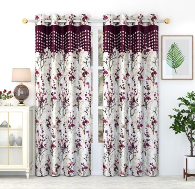 fiona creations 152 cm (5 ft) Polyester Room Darkening Window Curtain (Pack Of 2)(Floral, Multicolor)