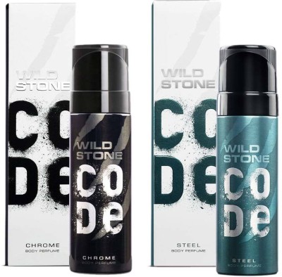 Wild Stone Code Chrome & Steel Combo Perfume Body Spray  -  For Men(240 ml, Pack of 2)