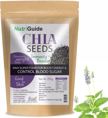 Nutri Guide Raw Chia Seeds for Weight Loss with Omega 3 , Zinc and Fiber, Calcium Rich Seeds Chia Seeds(200 g)