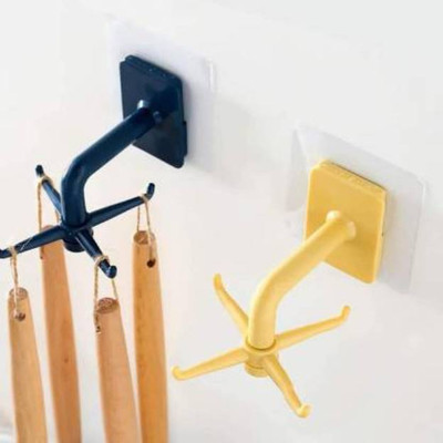 WebDealz 360 Degrees Rotating / Self Adhesive Hook Hook 6(Pack of 2)