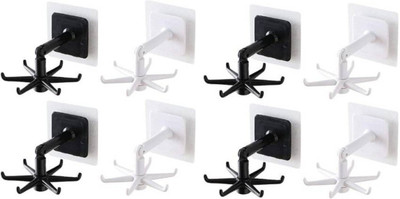 WebDealz 360 Degrees Rotating / Self Adhesive Hook Hook 6(Pack of 8)