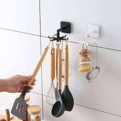WebDealz 360 Degrees Rotating / Self Adhesive Hook Hook 6(Pack of 1)