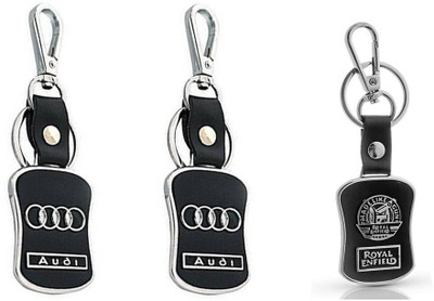 Daiyamondo Audi,Royal Enfield logo Leather hook Keychain best quality keychain Key Chain
