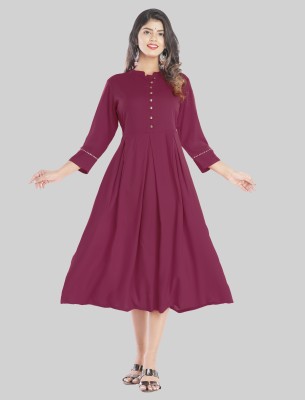 ORIMAD Women Solid Anarkali Kurta(Maroon)