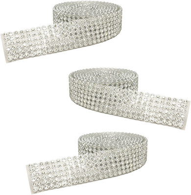 Uniqon Pack of 3 ( 1.25 Mtr, Width: 2cm) Silver Zarkan 6-Line Nug Stone Gota Patti Pack of 3 ( 1.25 Mtr, Width: 2cm) Silver Zarkan 6-Line Nug Stone Gota Patti Lace Reel(Pack of 3)