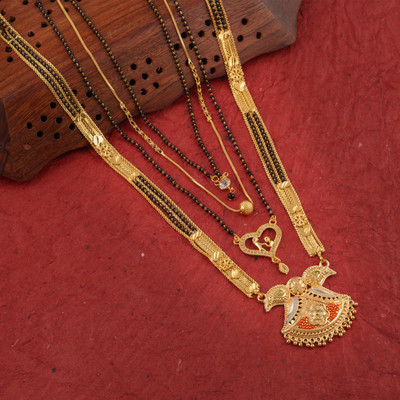 brado jewellery Brado Jewellery Combo of 4 Traditional 30 inch and 18 inch Mangalsutra for Women Brass Mangalsutra