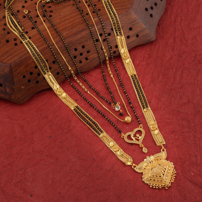 brado jewellery Brado Jewellery Combo of 4 Traditional 30 inch and 18 inch Mangalsutra for Women Brass Mangalsutra