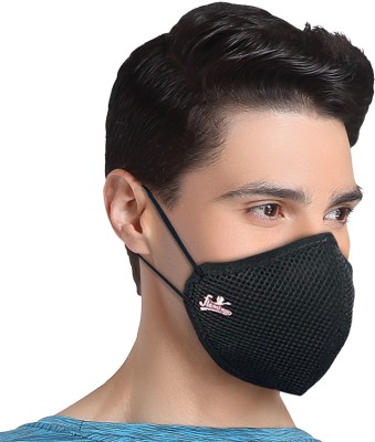 FLAMINGO 6 Layers Black Cloth Mask FlamiMask for Male | Multilayer Reusable, Washable Cloth Mask With Melt Blown Fabric Layer(Free Size, Pack of 3, 6 Ply)