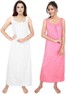 ananya 18 Women Nighty(White, Pink)