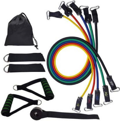 ALORNIS Exercise Resistance Bands Set,Fitness Stretch Workout Bands 11PC with Fitness Resistance Tube(Multicolor)