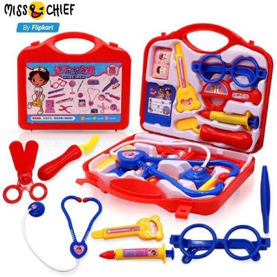 Miss & Chief Doctor Kit Toy Set for Kids Pretend Play Non Toxic, Indoor Game( RED COLOUR)