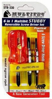 MULTITECH Multitec STB-330 6 in 1 MULTI BIT STUBBY REVERSIBLE SCREWDRIVER SET Precision Screwdriver Set(Pack of 6)