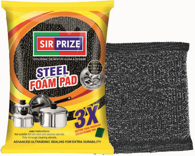 Sir Prize Steel Foam Scrubber Scrub Pad Scrub Pad(Regular, Pack of 5)