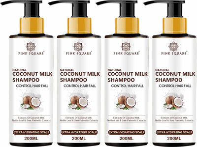 Pink Square Coconut Milk Shampoo For Hydrate,Nourishment Combo Pack 4 Bottle of200ml(800 ml(800 ml)