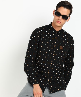 FOREVER 21 Men Printed Casual Black Shirt