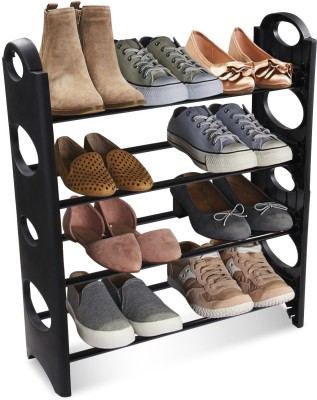 Trendy Kaan Shoe Rack Plastic, Metal Collapsible Shoe Stand(Black, 4 Shelves, DIY(Do-It-Yourself))