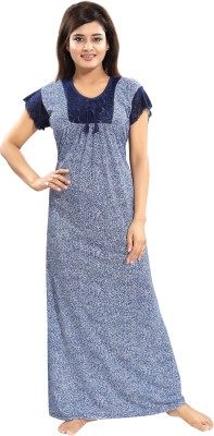 Glam World Women Nighty(Blue)