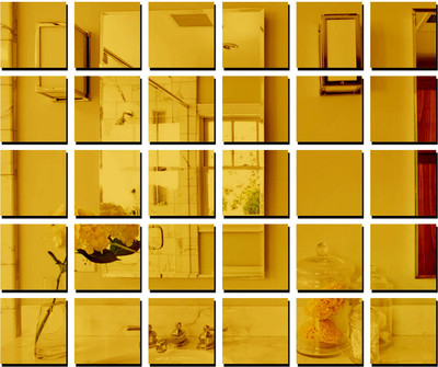 wall1ders 111 cm 10 cm Square 30 Golden Self Adhesive Sticker(Pack of 30)