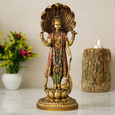 shyam antique creation Standing Lord Vishnu Idol Narayana Hari Statue Venkatesh Murti for Home Temple Decorative Showpiece  -  30.48 cm(Bronze, Polyresin, Gold)