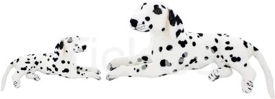 Tickles Soft Stuffed Plush Animal Dalmatian Dog Mother with Baby Laying Toy For Kids Room Home Decoration  - 38 cm(White and Black)