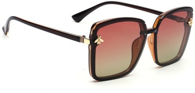 Dervin Retro Square Sunglasses(For Men & Women, Brown)