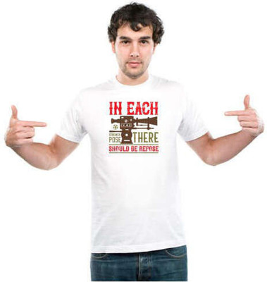 UDNAG Typography Men Round Neck White T-Shirt