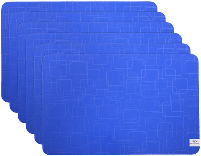 Heart Home Rectangular Pack of 6 Table Placemat(Blue, PVC)