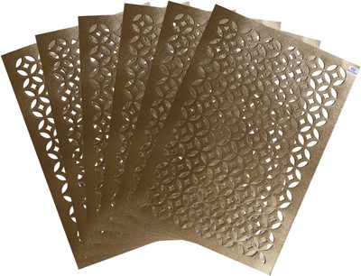 Heart Home Rectangular Pack of 6 Table Placemat(Gold, Leather)