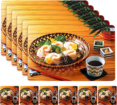 Heart Home Rectangular Pack of 12 Table Placemat(Brown, PVC)