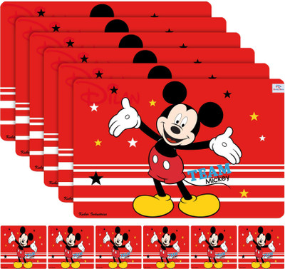 Heart Home Rectangular Pack of 12 Table Placemat(Red, PVC)