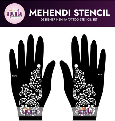 APCUTE Mehendi Stencil Reusable Combo Set of 2 Piece|Henna stencil Indian Design(Design No - H47)