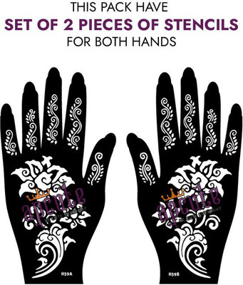 APCUTE Mehndi Stencil Design Set of 2 Piece|Henna Tattoo stencil New Design Collection(Design No - H59)